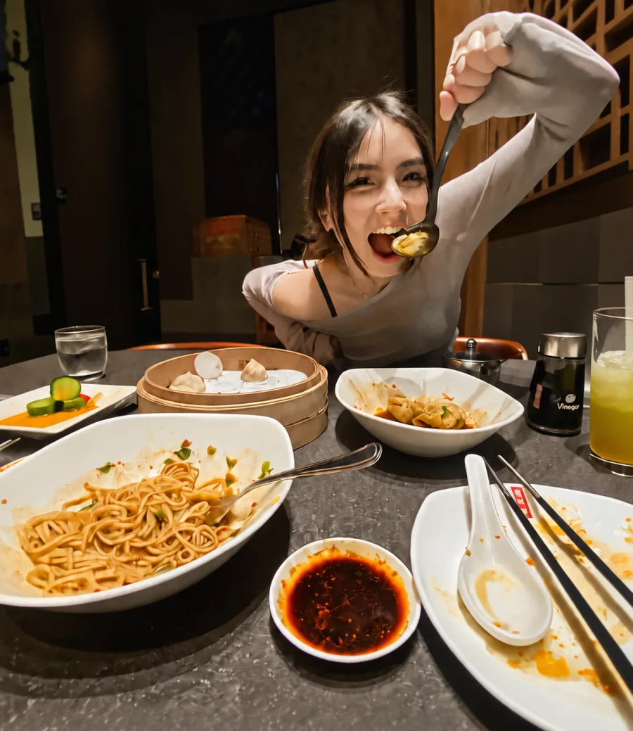 A customer enjoying a meal